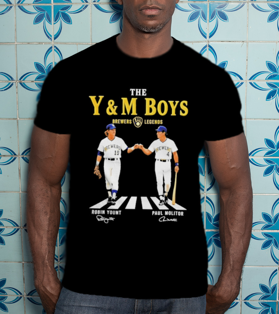 The Y&M Boys Brewers Legends Robin Yount Paul Molitor Abbey Road Fist Bump T-Shirt
