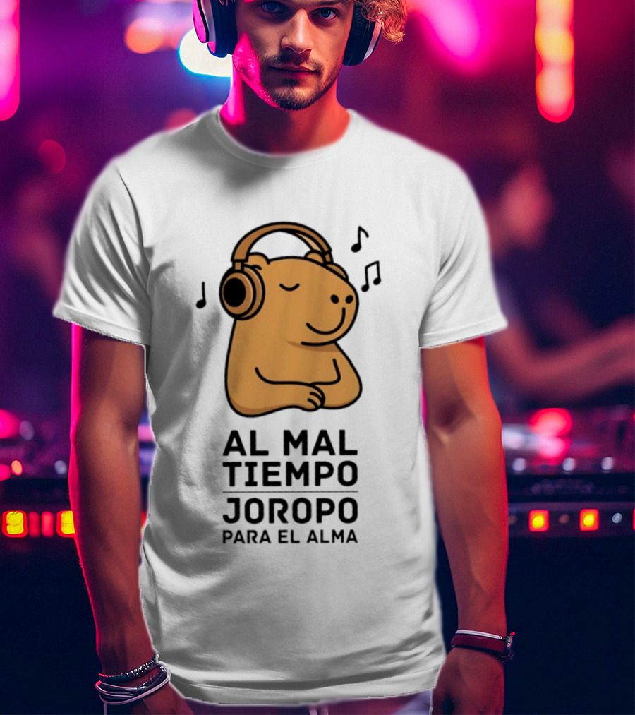 Al Mal Tiempo Joropo Para El Alma Capybara Headphones Music Notes T-Shirt