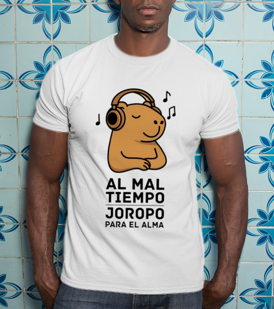 Al Mal Tiempo Joropo Para El Alma Capybara Headphones Music Notes T-Shirt