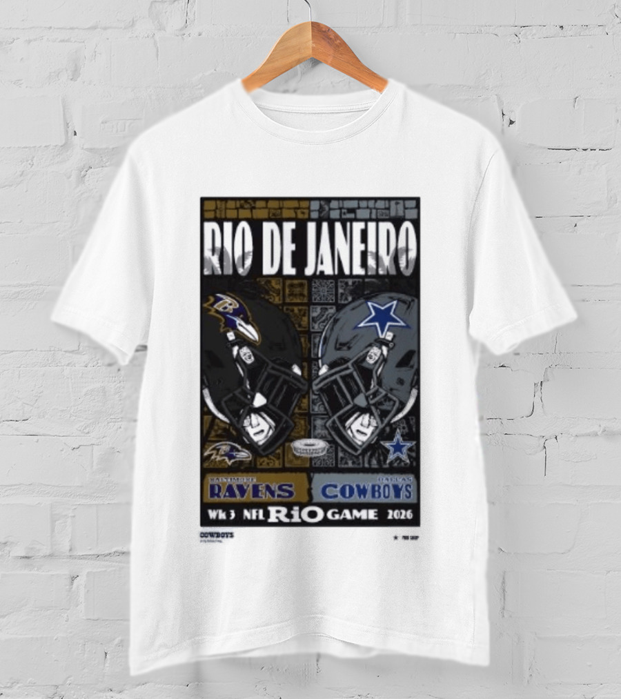 Rio De Janeiro Week 3 2026 NFL Ravens Cowboys Game T-Shirt