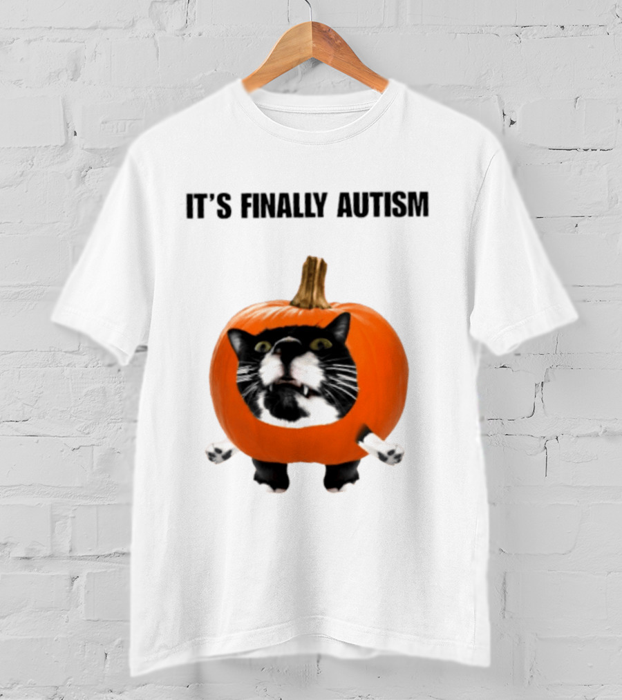 It's Finally Autism Cat Pumpkin T-Shirt