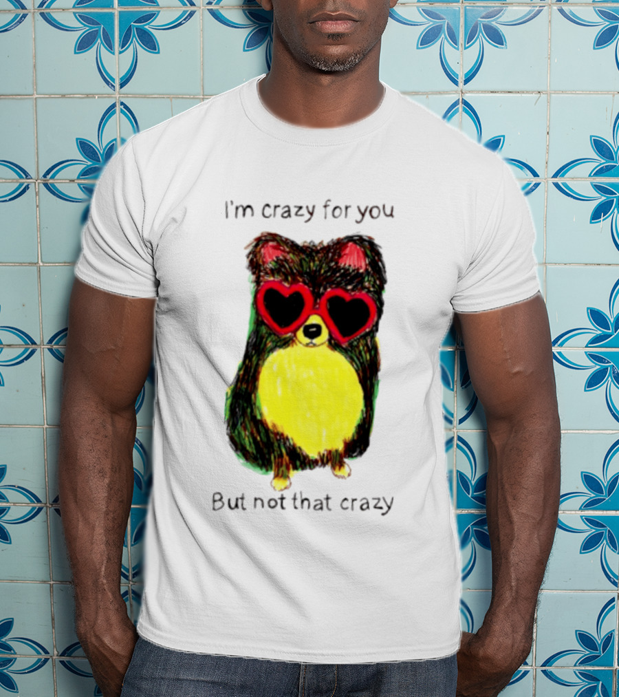 Pomeranian Wearing Heart Glasses I'm Crazy For You But Not That Crazy T-Shirt