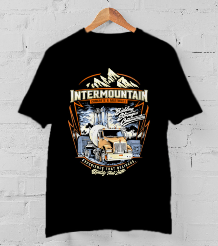Intermountain Concrete And Materials Building America Truck Mountains Scene T-Shirt