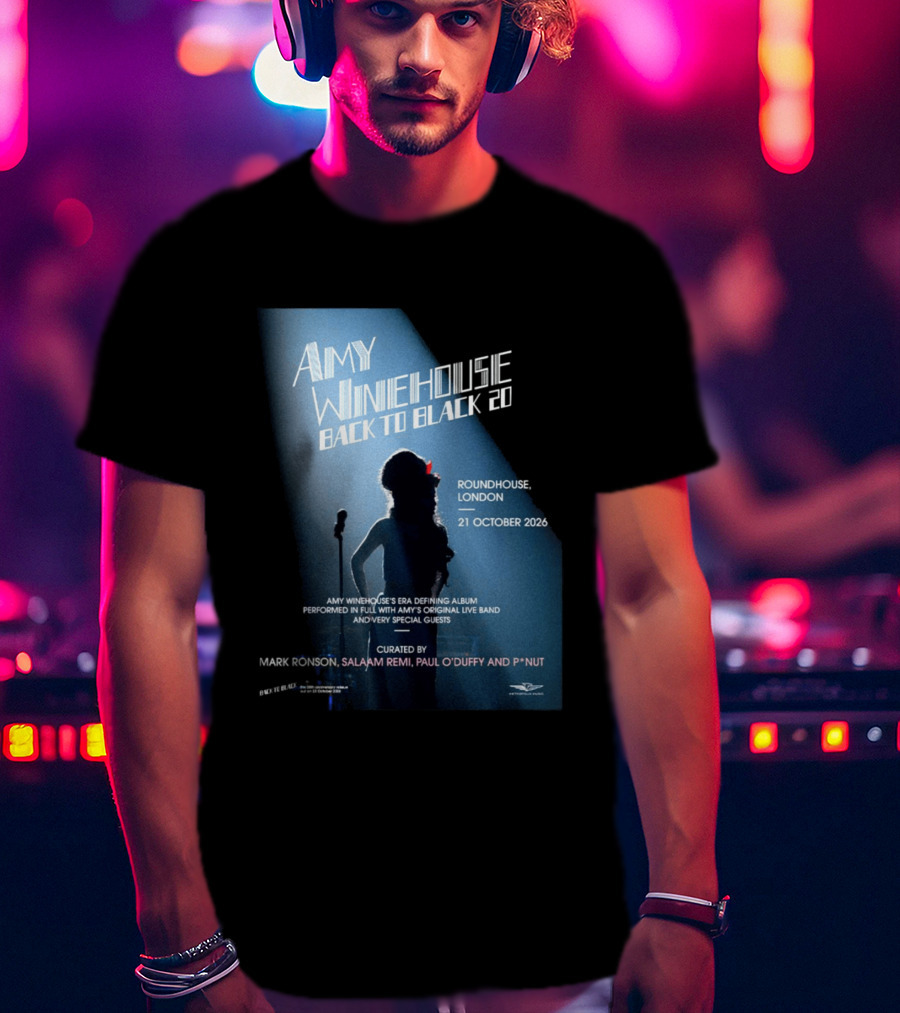 Amy Winehouse Back To Black 20 Roundhouse London 21 October 2026 Live Performance Event T-Shirt