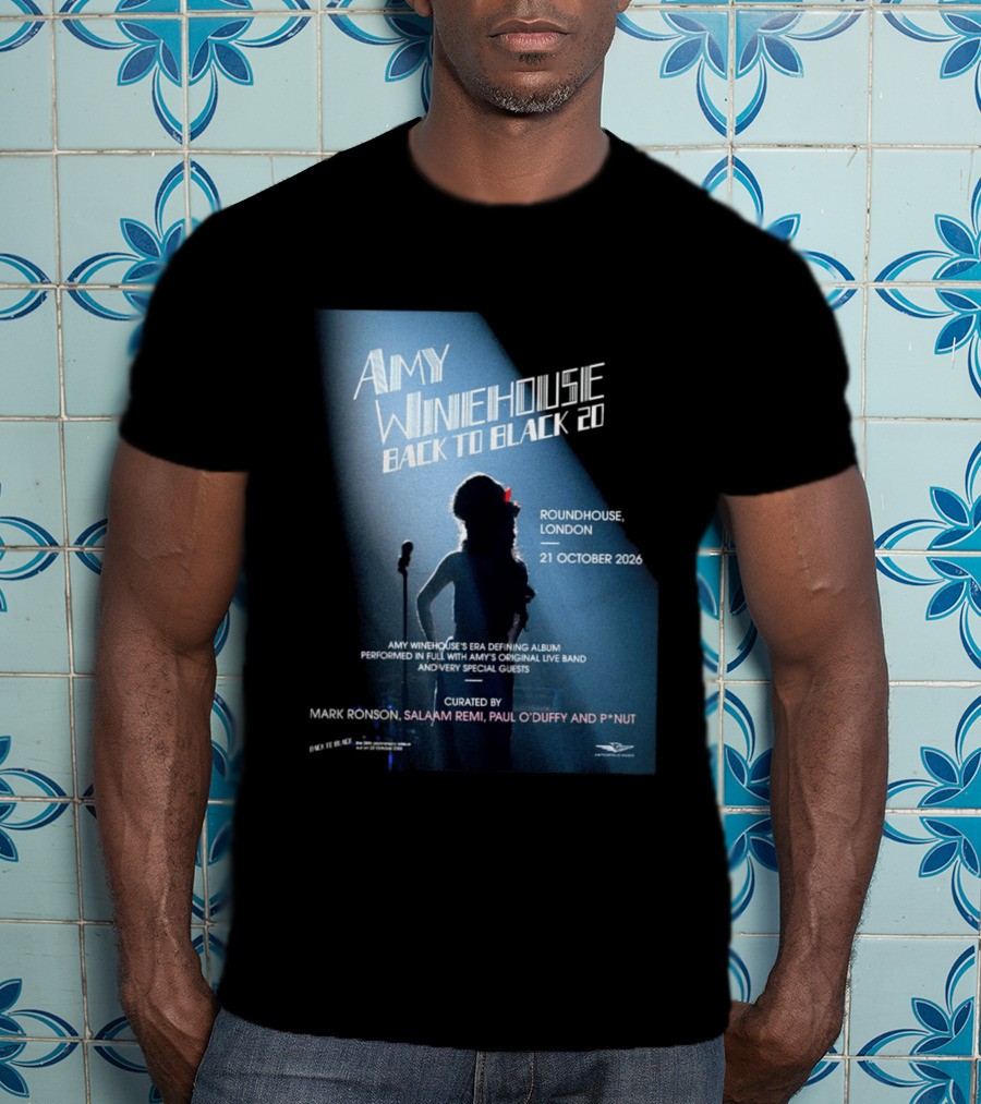 Amy Winehouse Back To Black 20 Roundhouse London 21 October 2026 Live Performance Event T-Shirt