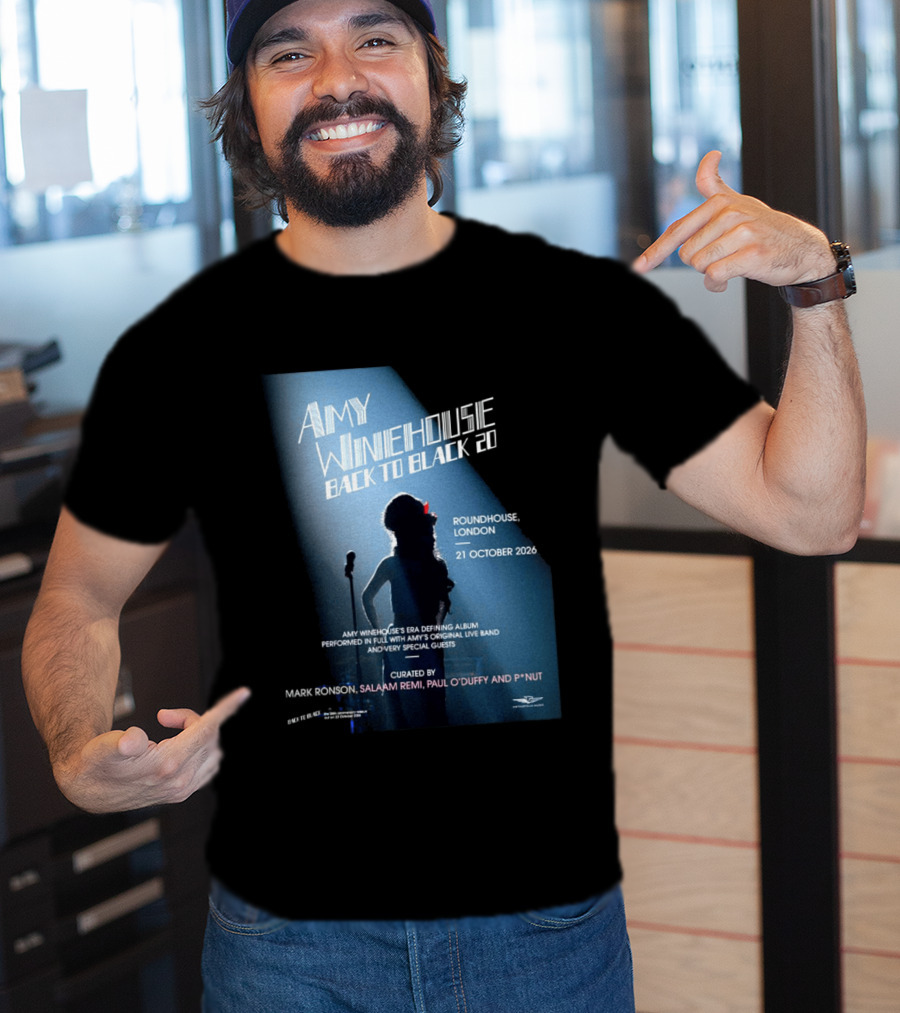 Amy Winehouse Back To Black 20 Roundhouse London 21 October 2026 Live Performance Event T-Shirt