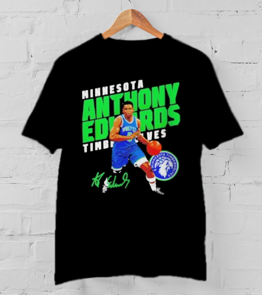 Minnesota Anthony Edwards Timberwolves Basketball Player Signature T-Shirt