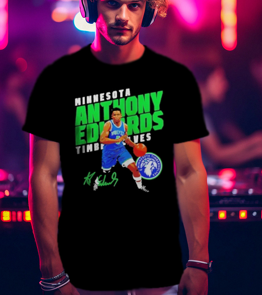 Minnesota Anthony Edwards Timberwolves Basketball Player Signature T-Shirt