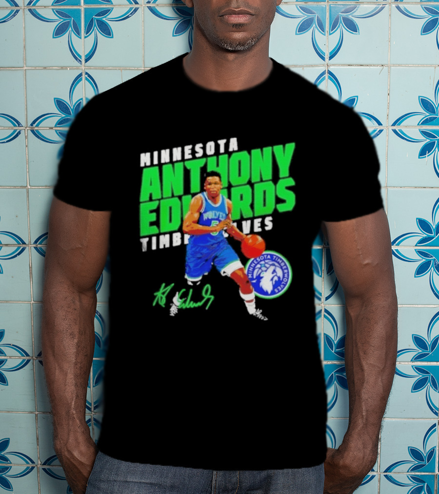Minnesota Anthony Edwards Timberwolves Basketball Player Signature T-Shirt