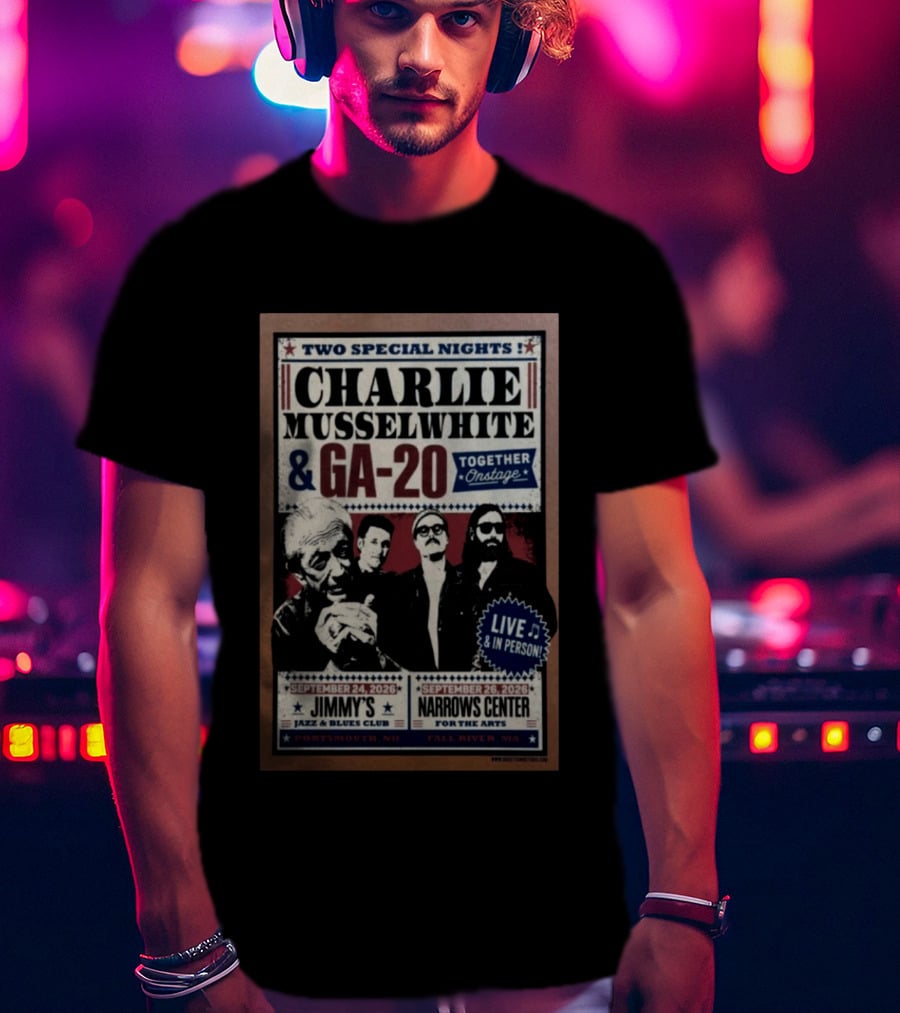 Charlie Musselwhite GA 20 Live At Jimmy's Jazz September 2026 Portsmouth NH T-Shirt