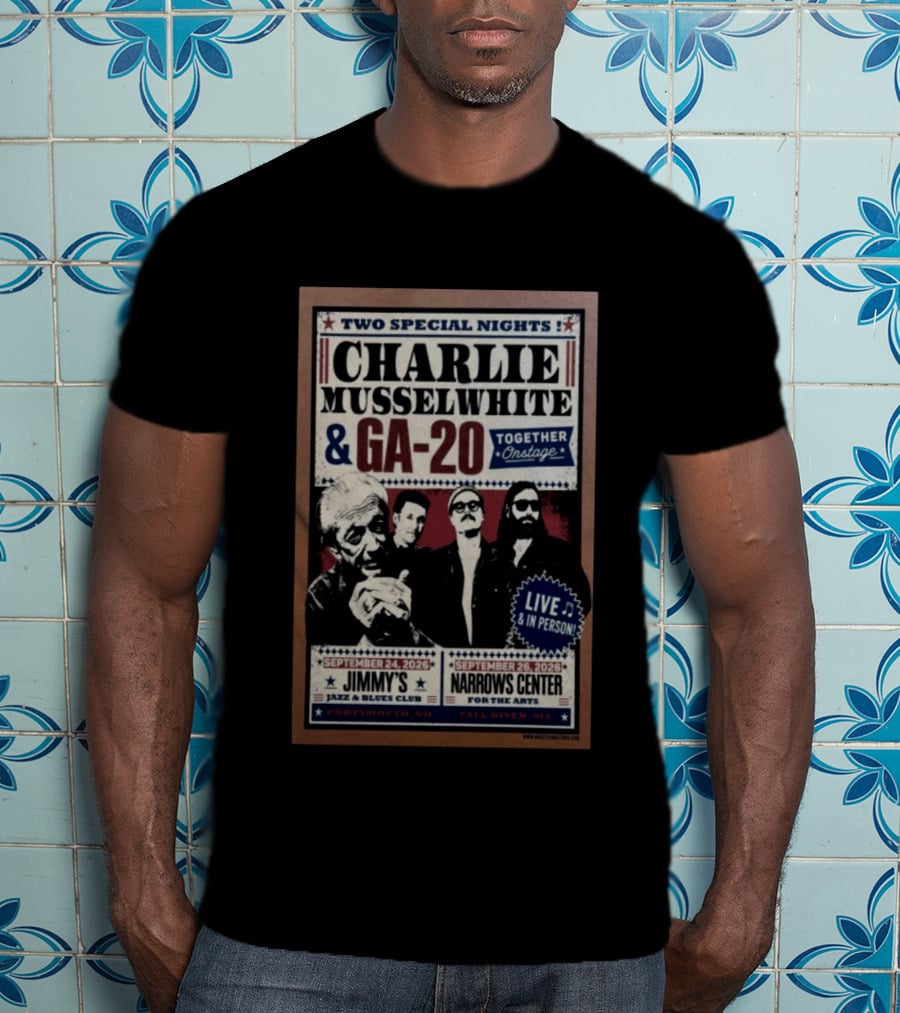 Charlie Musselwhite GA 20 Live At Jimmy's Jazz September 2026 Portsmouth NH T-Shirt