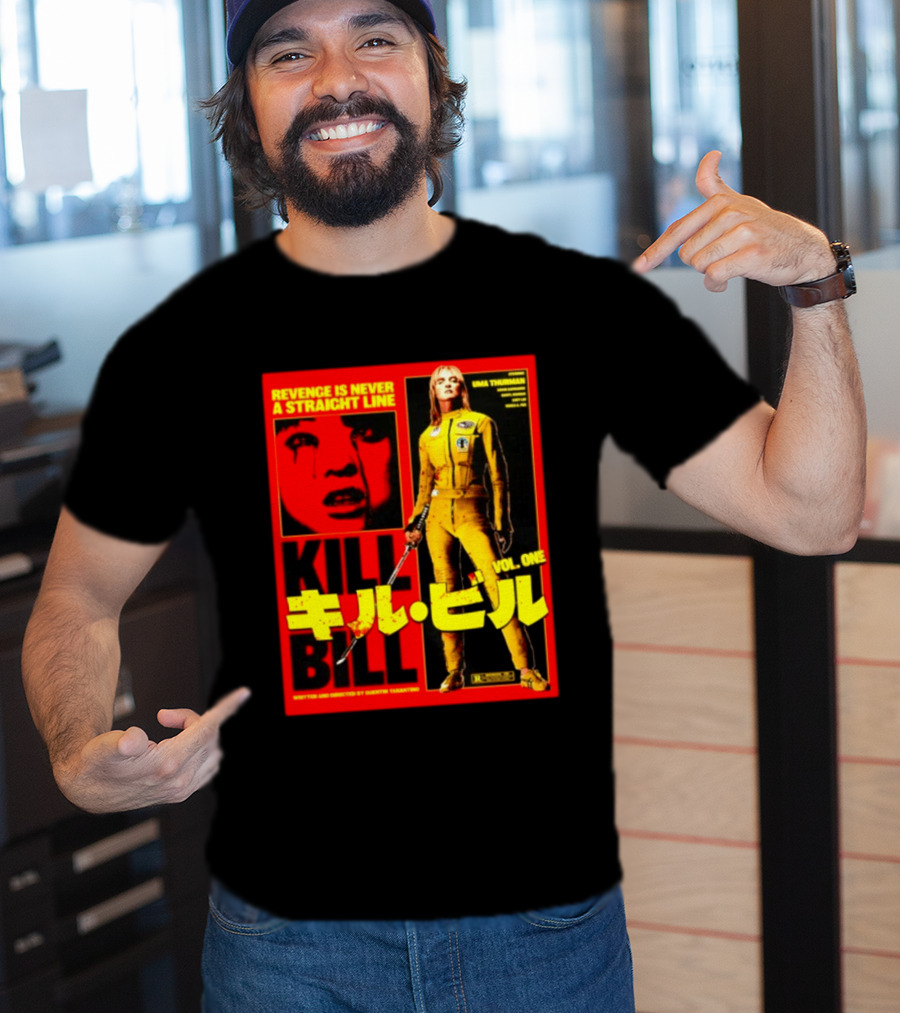 Revenge Is Never A Straight Line Kill Bill Vol One Uma Thurman Quentin Tarantino T-Shirt