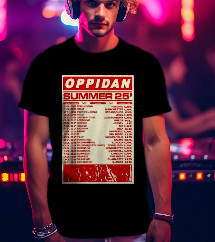 Oppidan Summer Tour 2025 Concert Dates Across UK Europe Canada USA T-Shirt