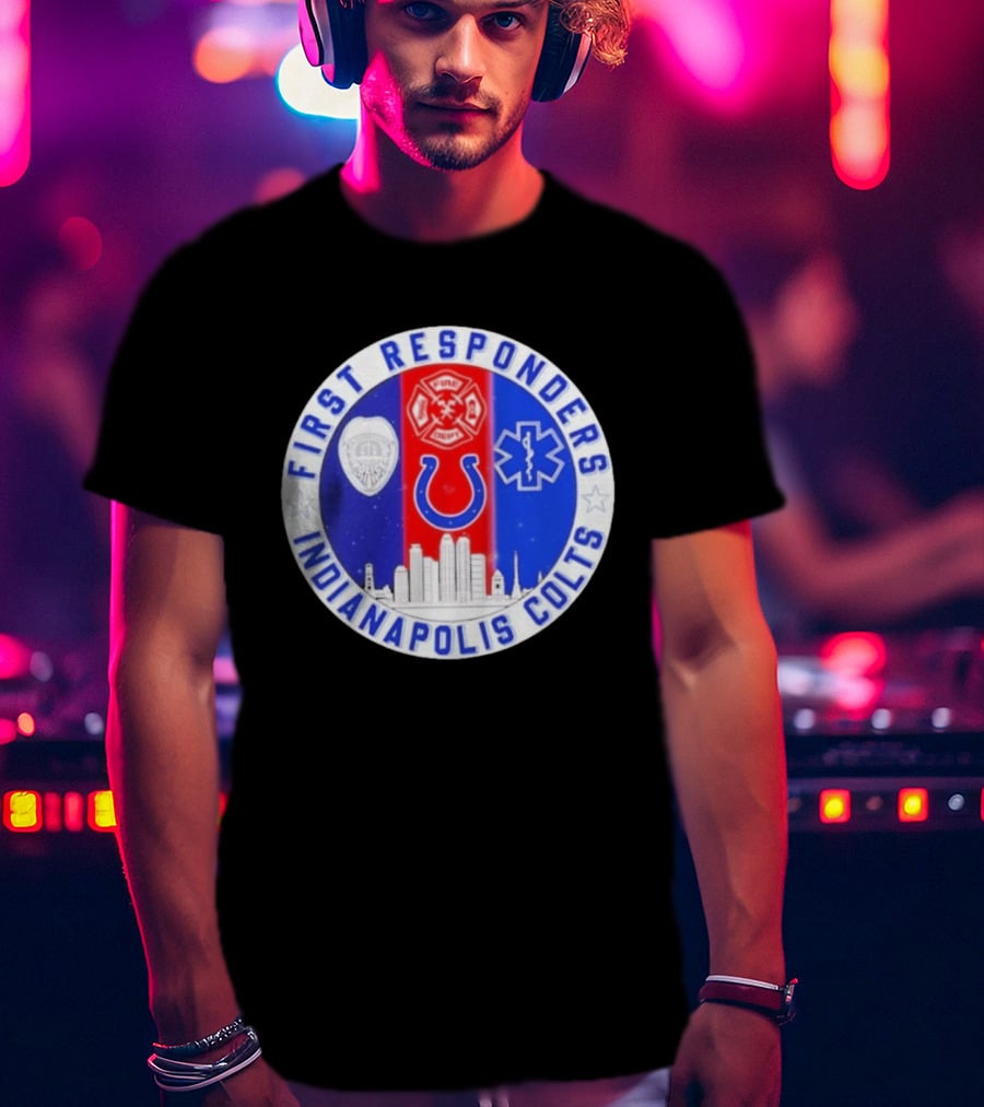 First Responders Indianapolis Colts 9/11 Skyline Police Fire Ambulance T-Shirt