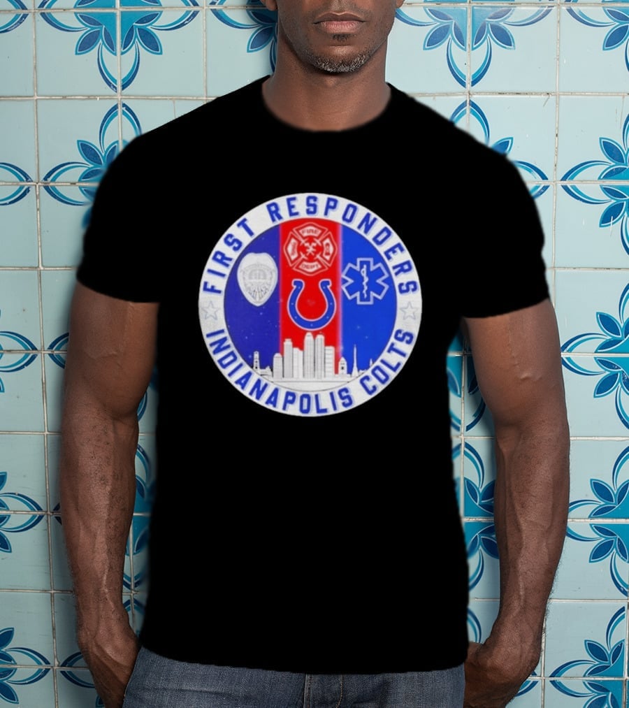 First Responders Indianapolis Colts 9/11 Skyline Police Fire Ambulance T-Shirt