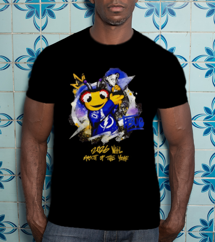 Tampa Bay Lightning Thunderbug Holding Trophy 2026 T-Shirt
