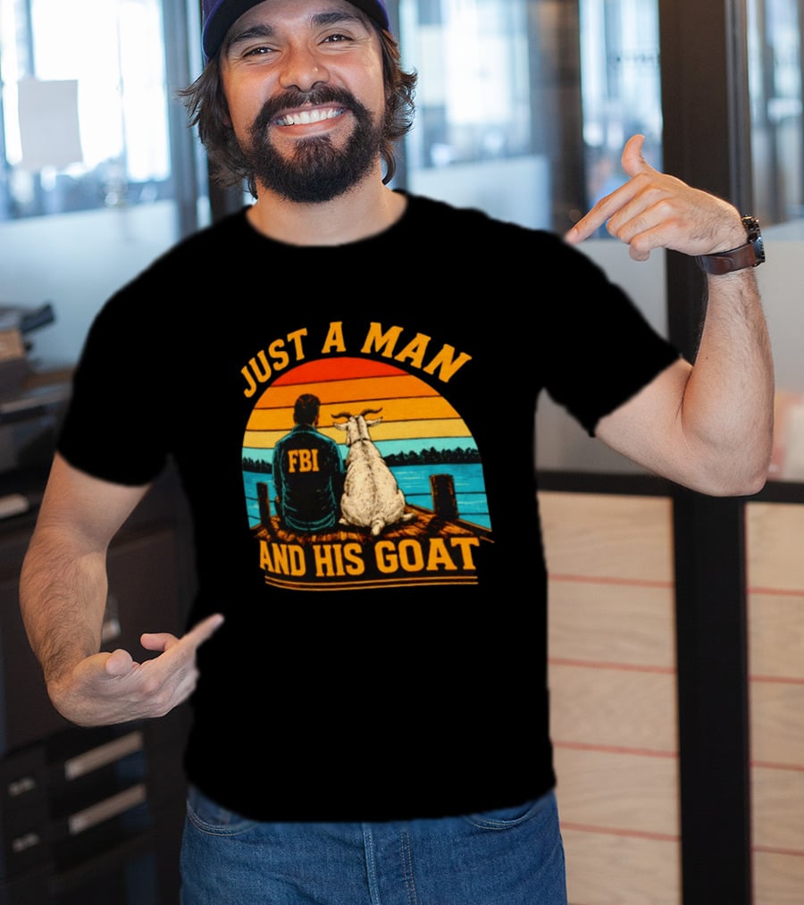 Just A Man And His Goat Fbi Meme Kash Patel Sunset Lake View T-Shirt
