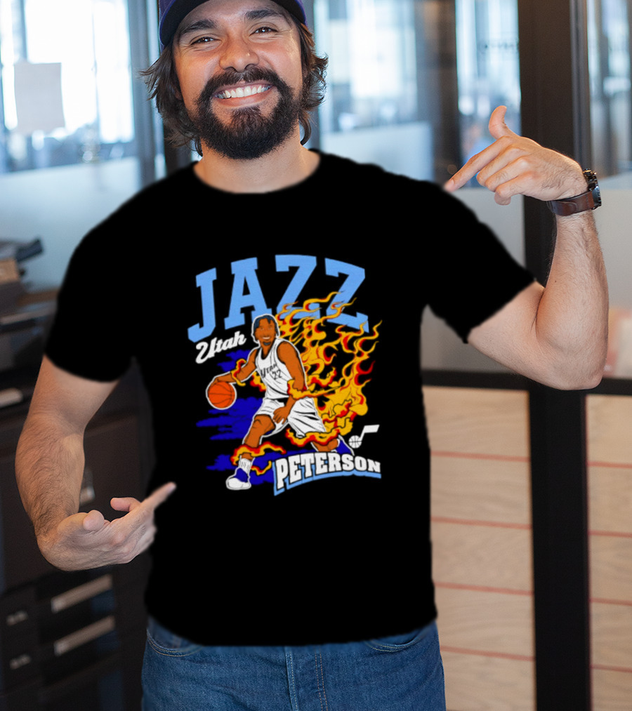 Utah Jazz Darryn Peterson Fiery Basketball Action Fan T-Shirt