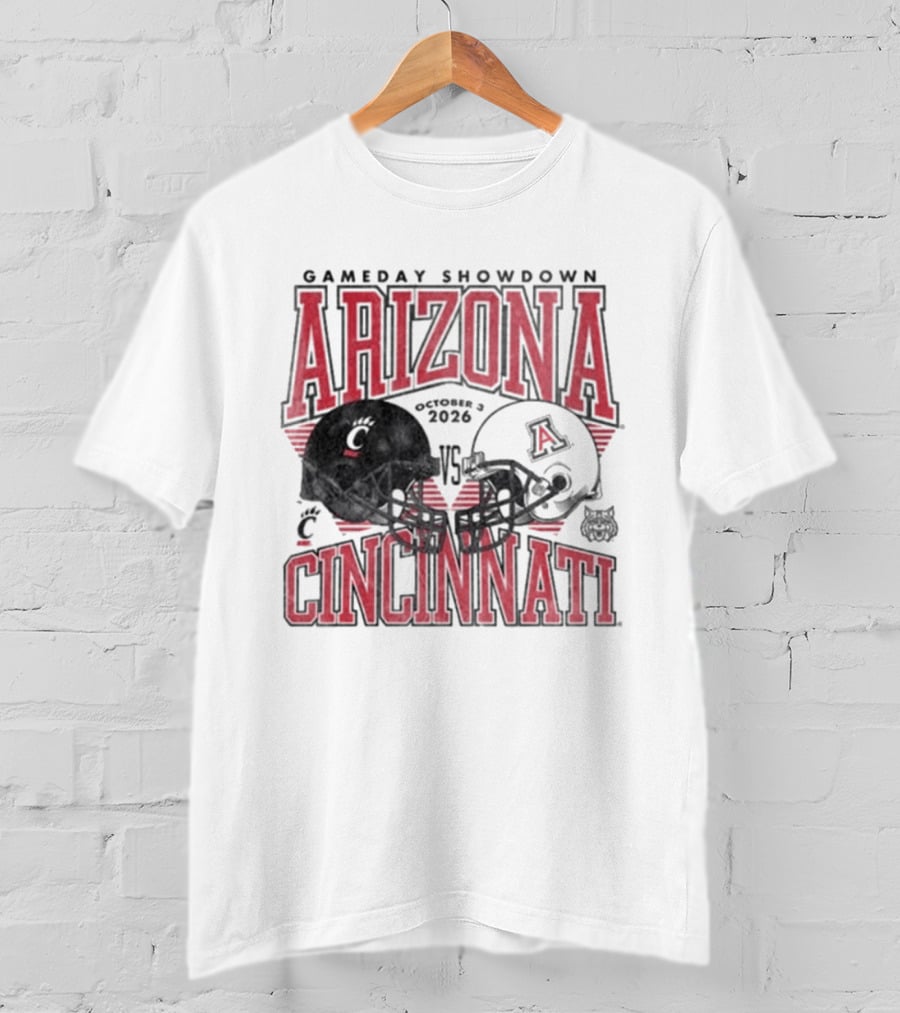 Arizona Wildcats Vs Cincinnati Bearcats October 3 2026 Football Helmet Gameday Showdown T-Shirt
