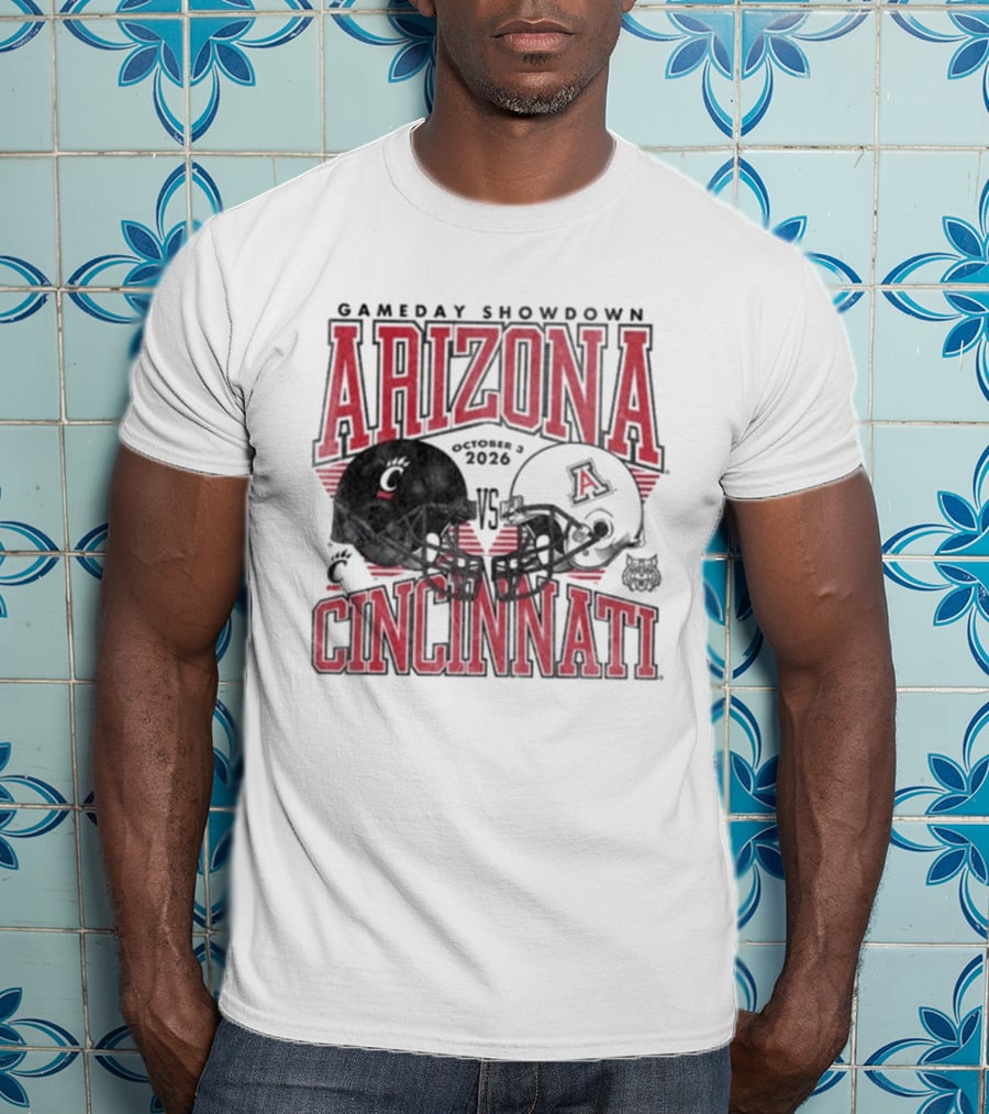 Arizona Wildcats Vs Cincinnati Bearcats October 3 2026 Football Helmet Gameday Showdown T-Shirt