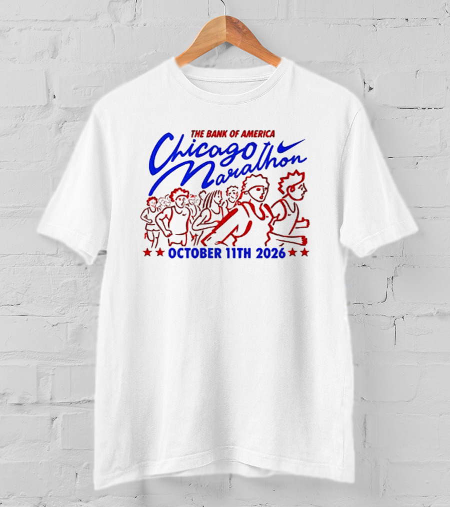 Bank Of America Chicago Marathon October 11th 2026 Event With Runners And Nike Swoosh T-Shirt