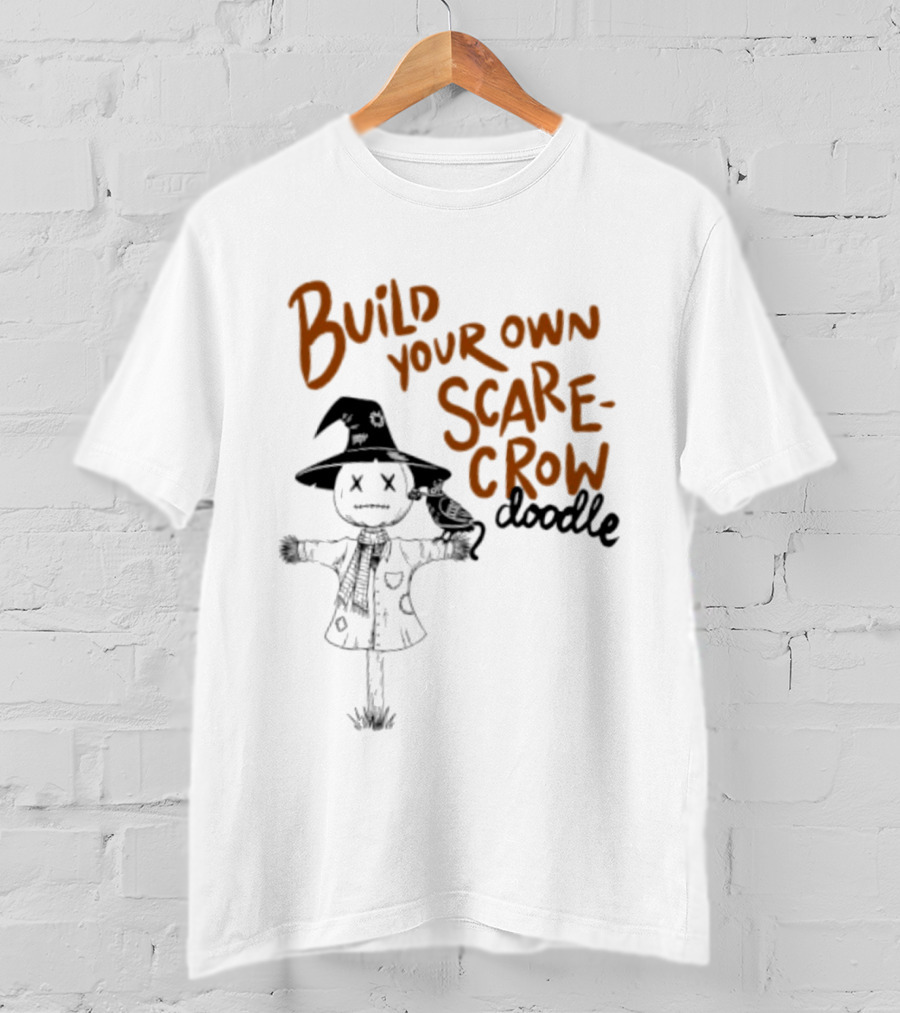 Build Your Own Scarecrow Doodle Halloween Tetedoodles T-Shirt