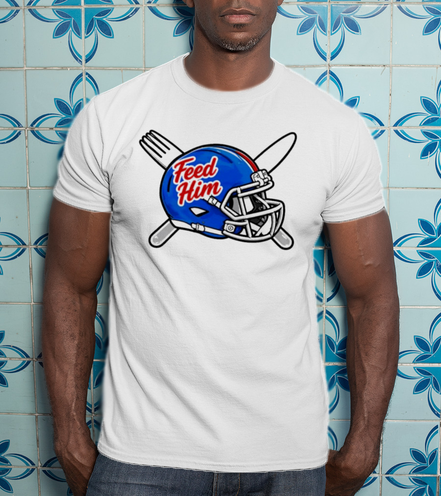 Feed Him Football Helmet With Fork And Knife T-Shirt
