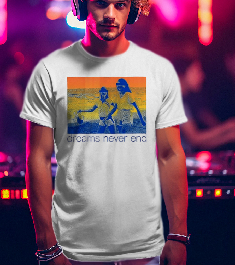 Dreams Never End DFA Records New York City Retro Beach Scene T-Shirt