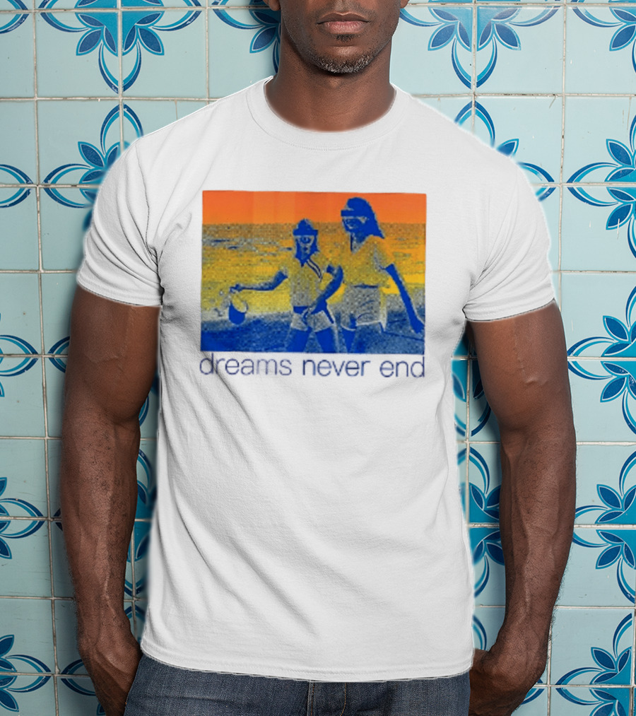 Dreams Never End DFA Records New York City Retro Beach Scene T-Shirt