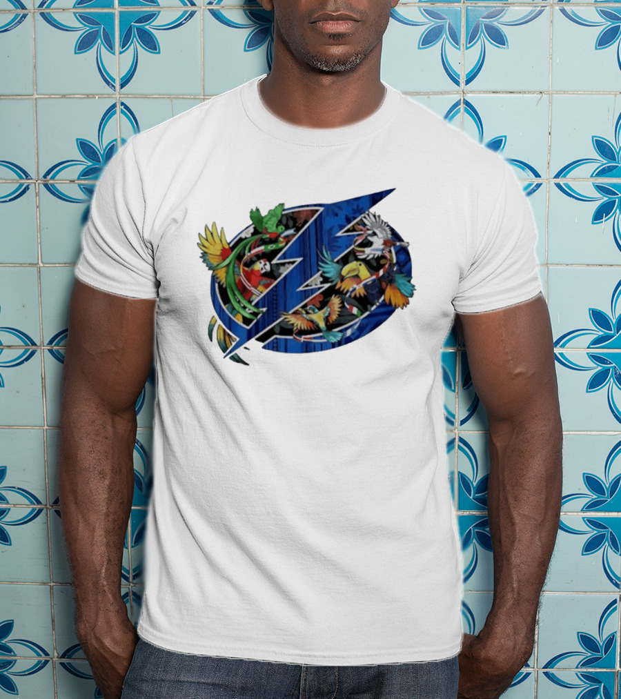 Tampa Bay Lightning Noche Latina Parrot Design NHL Team T-Shirt