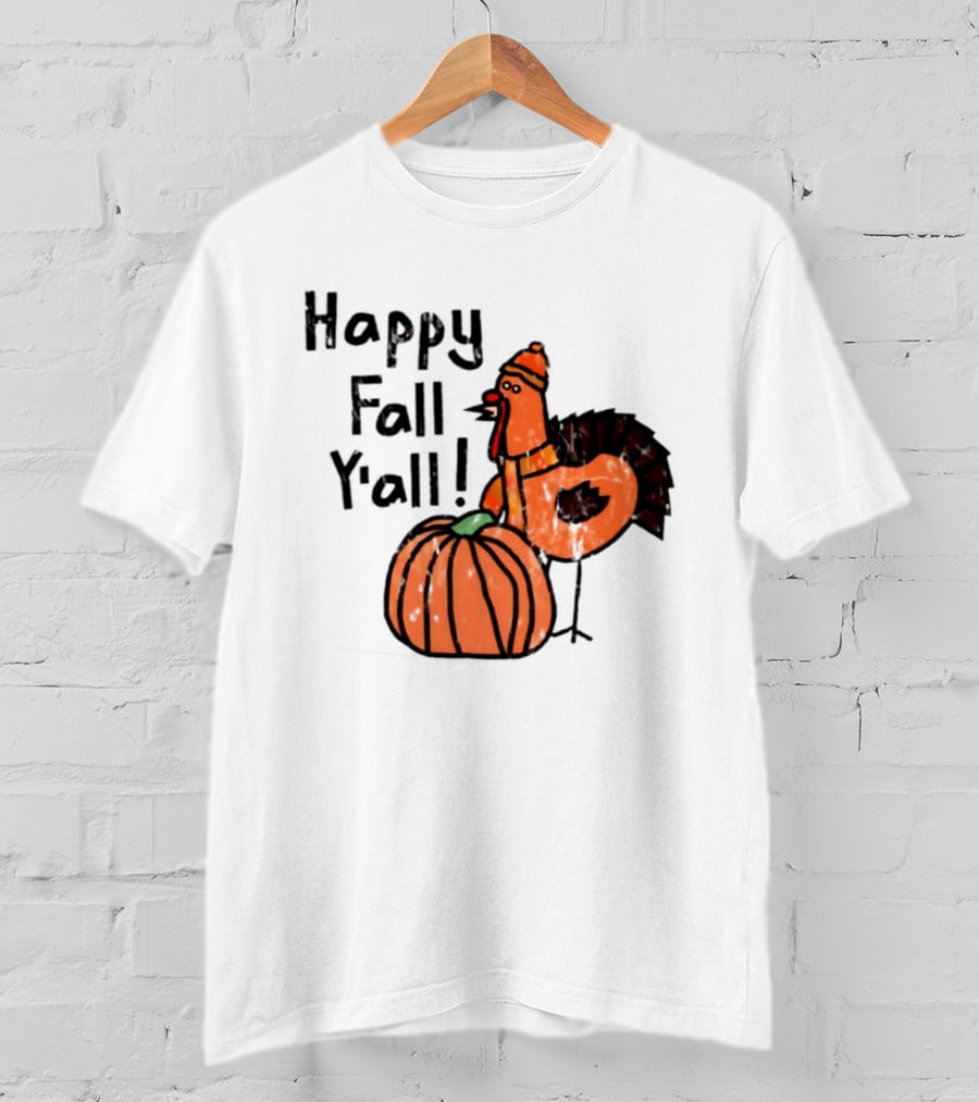 Happy Fall Y'all Turkey Pumpkin Thanksgiving Fun T-Shirt