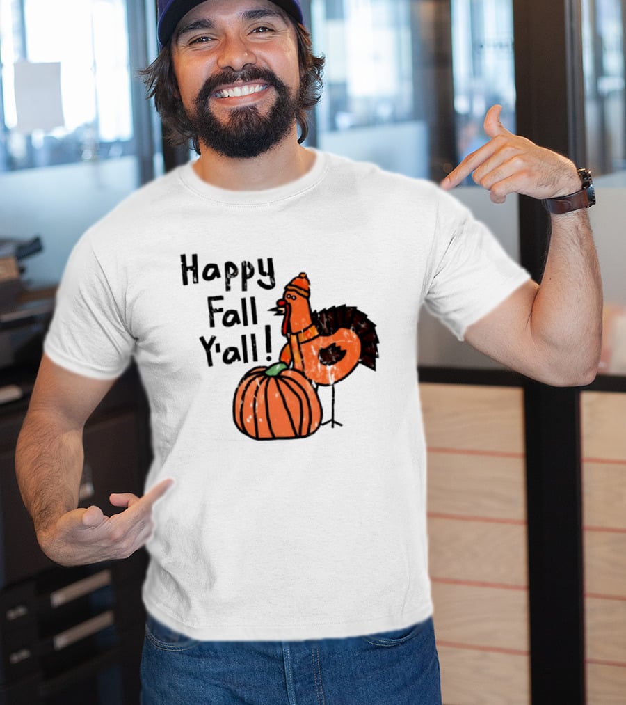 Happy Fall Y'all Turkey Pumpkin Thanksgiving Fun T-Shirt