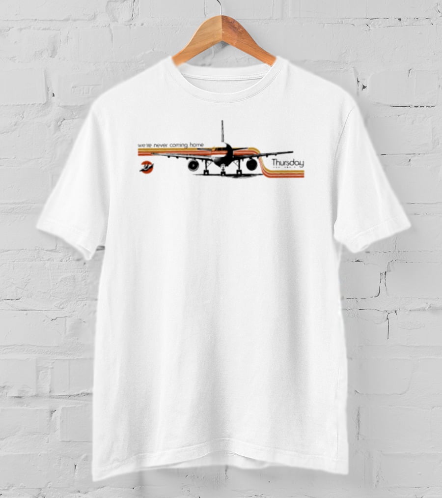 We're Never Coming Home Plane Thursday Orange Stripes T-Shirt