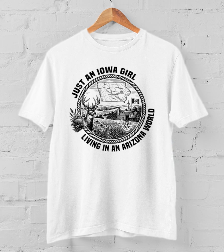 Just An Iowa Girl Living In An Arizona World Deer And Desert Scene T-Shirt