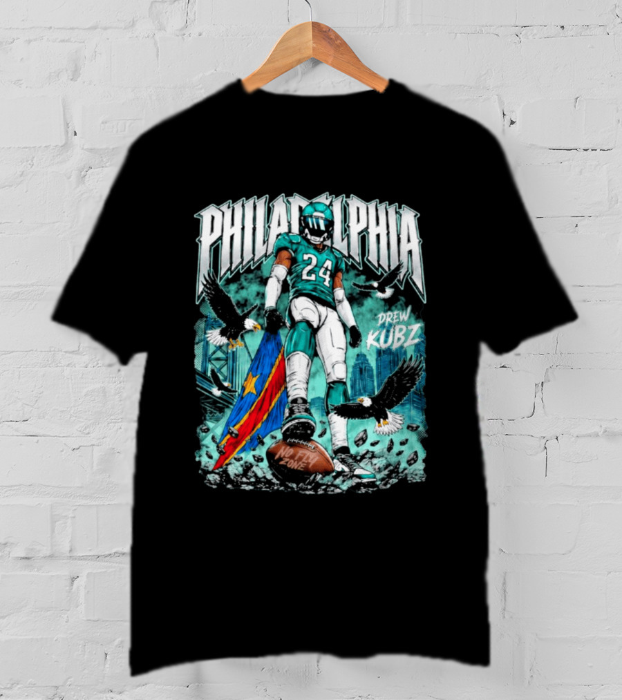 Philadelphia Drew Kubz 24 No Fly Zone Eagles Banner T-Shirt