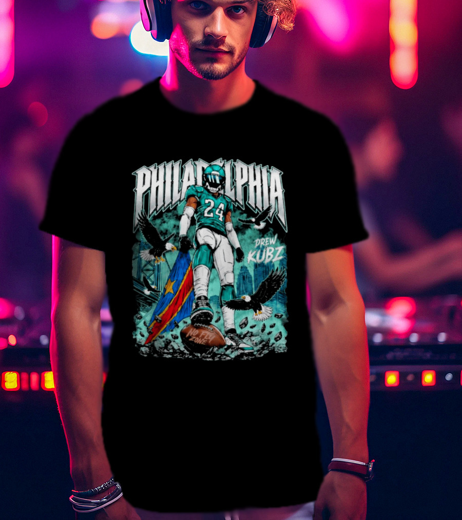 Philadelphia Drew Kubz 24 No Fly Zone Eagles Banner T-Shirt