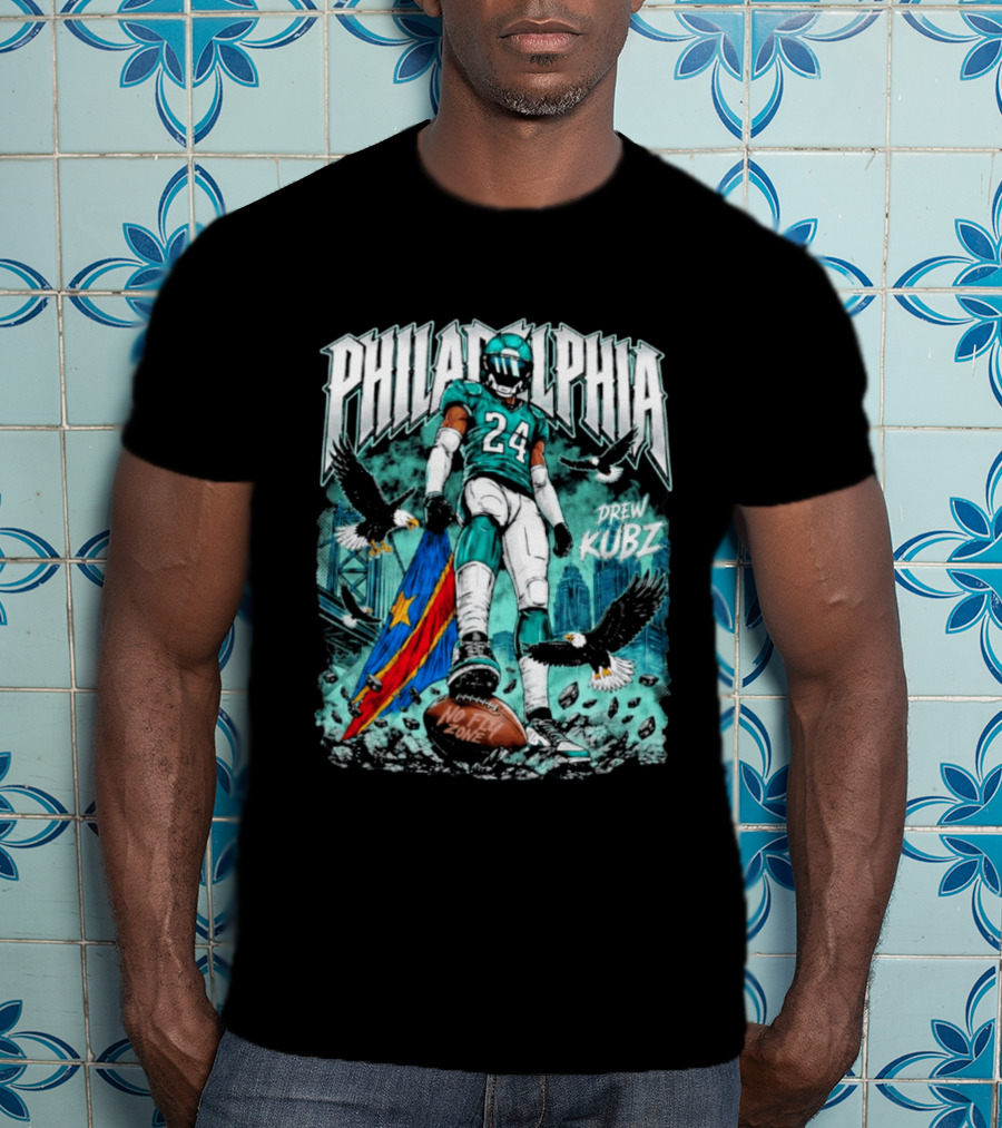 Philadelphia Drew Kubz 24 No Fly Zone Eagles Banner T-Shirt