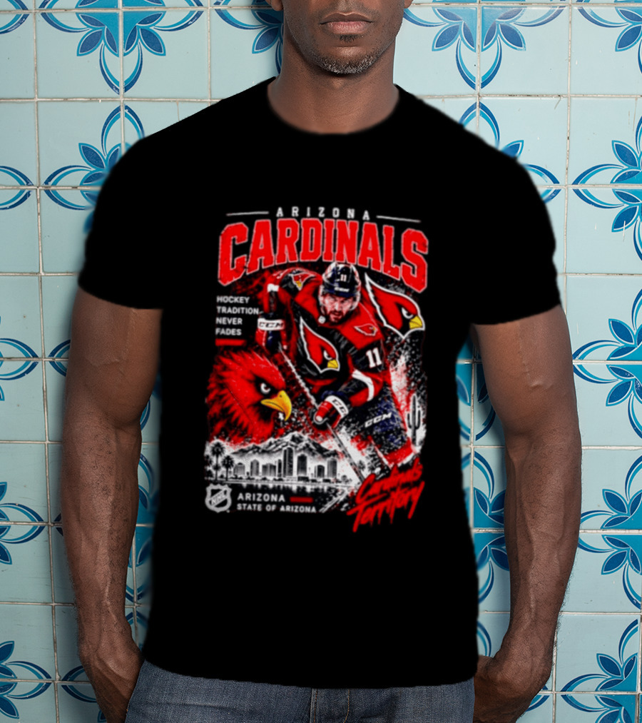 Arizona Cardinals NHL Hockey Tradition Never Fades Cardinals Territory Arizona Skyline T-Shirt