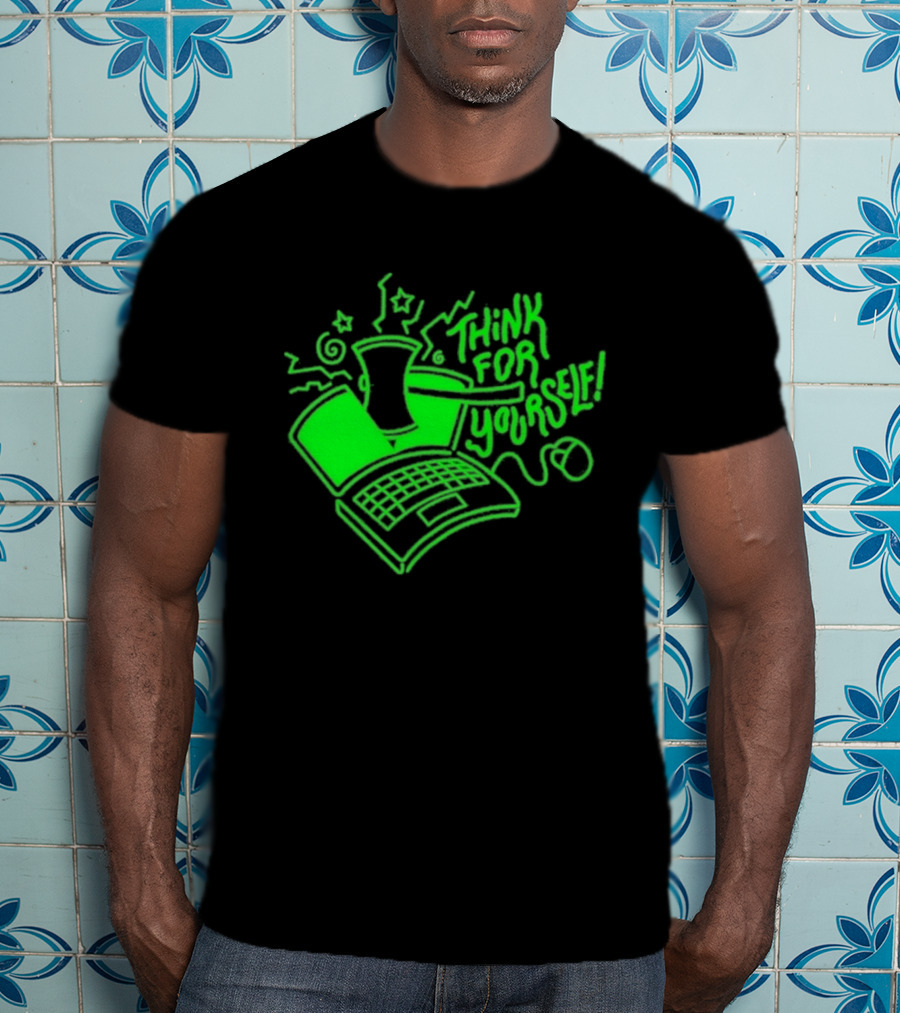 Avi Matzo X RAYGUN Think For Yourself Computer Stars Green T-Shirt