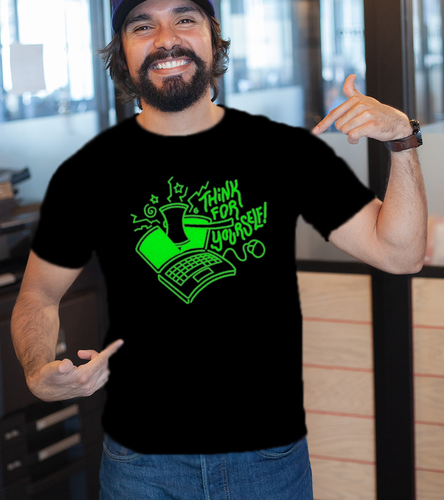 Avi Matzo X RAYGUN Think For Yourself Computer Stars Green T-Shirt