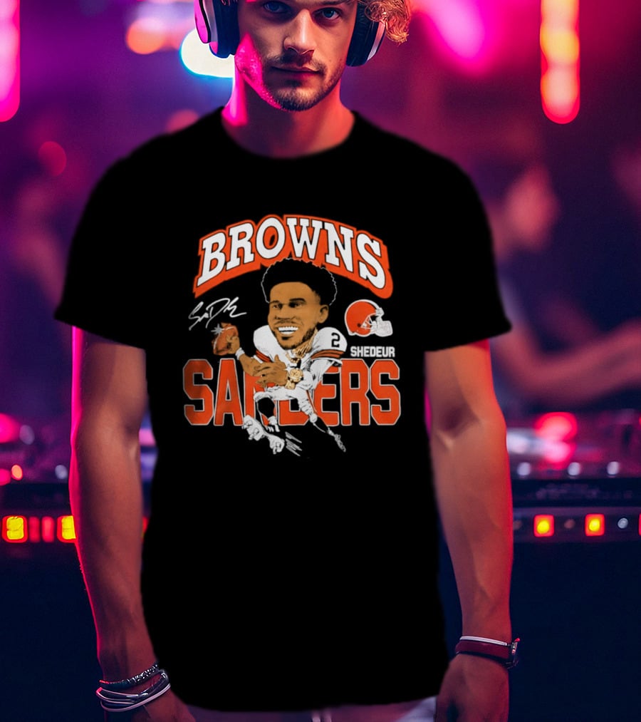 Browns Shedeur Sanders Football Caricature NFL Athlete T-Shirt
