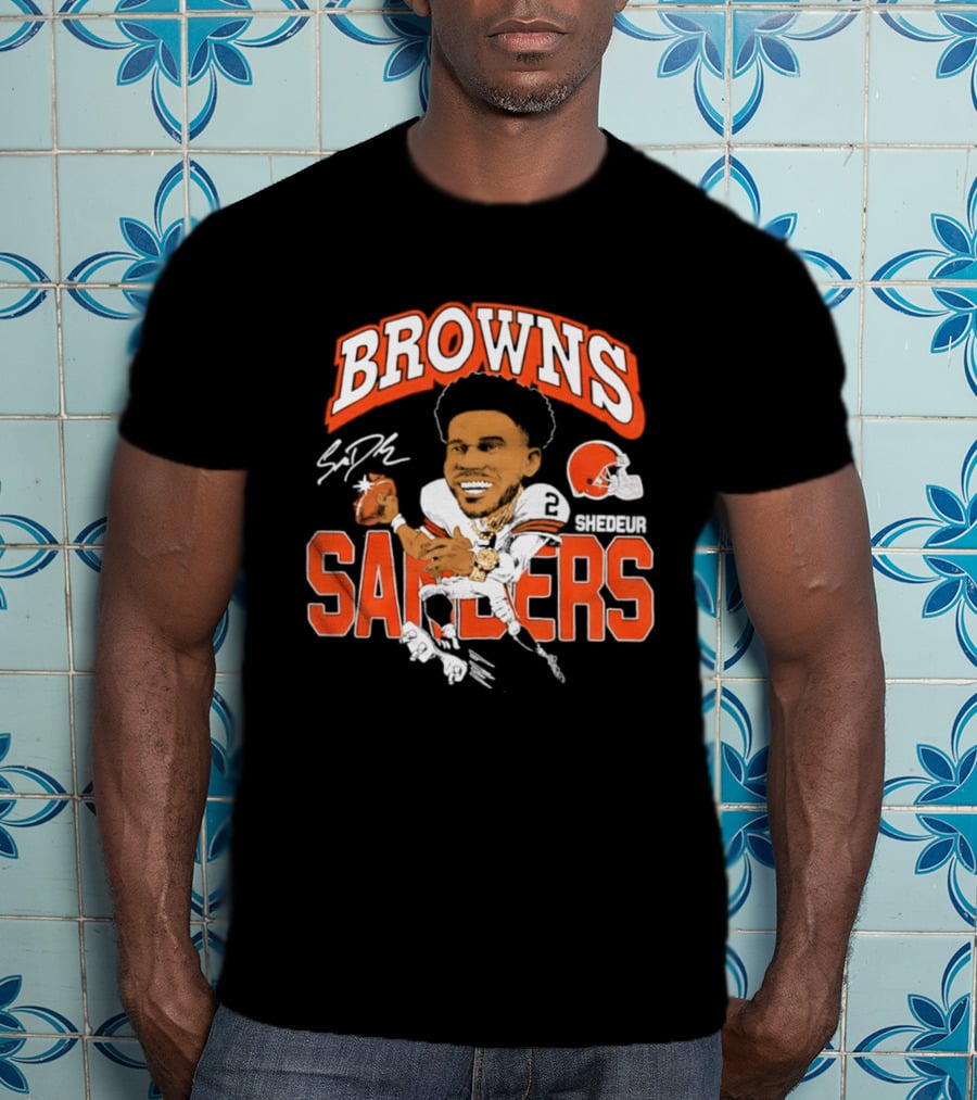 Browns Shedeur Sanders Football Caricature NFL Athlete T-Shirt