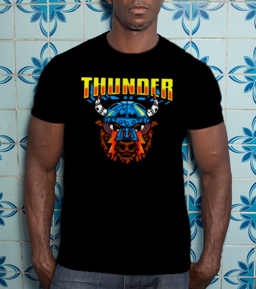 Thunder Bison Mask Lightning Joshua Boydston Store T-Shirt