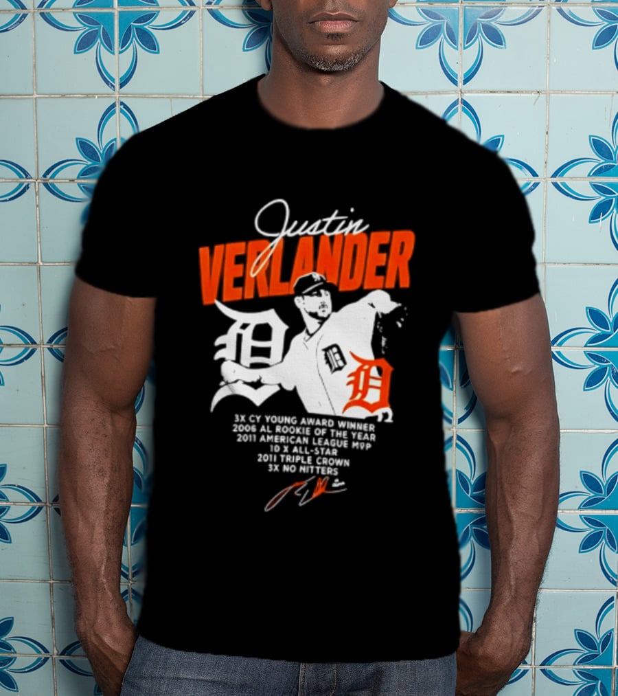Justin Verlander 35 Detroit Tigers MLB MVP 2006 AL Rookie Cy Young T-Shirt