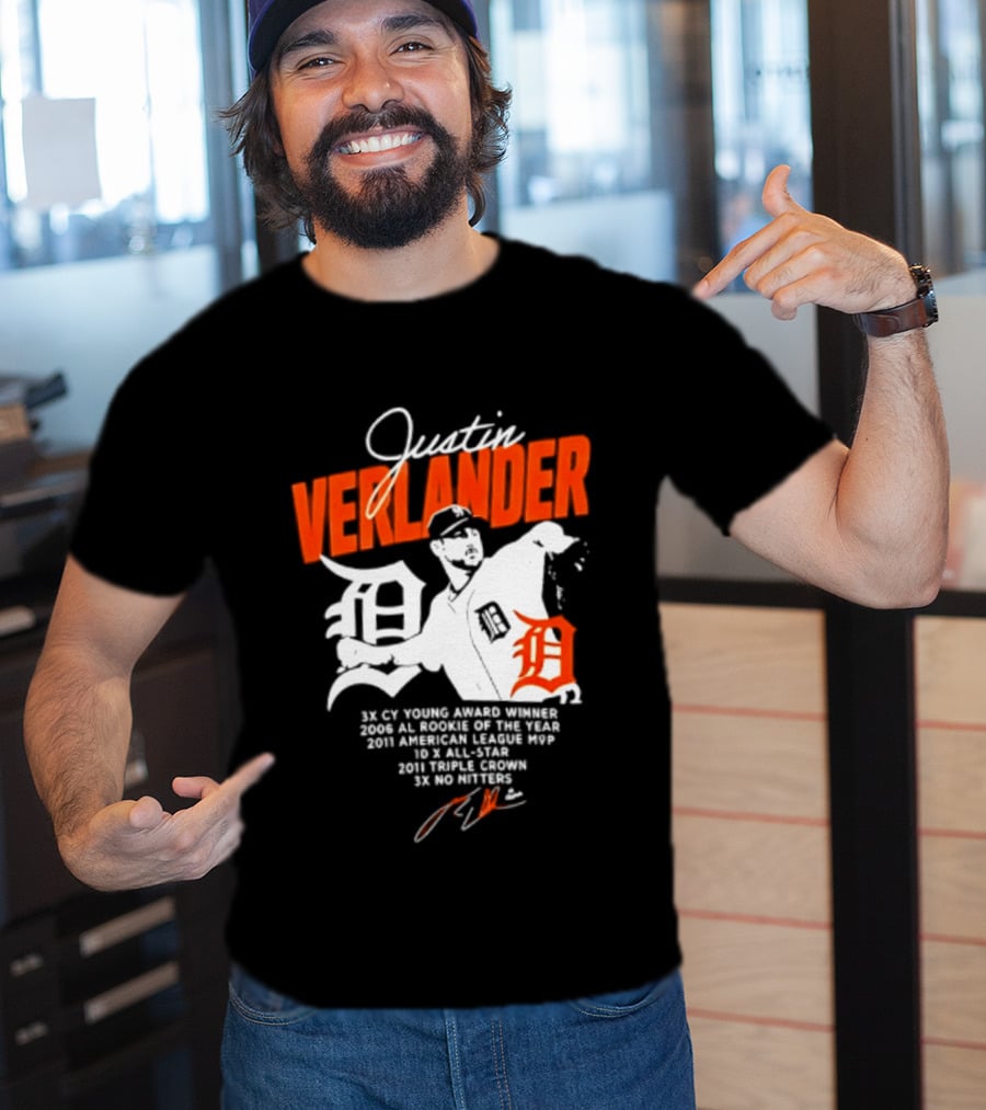Justin Verlander 35 Detroit Tigers MLB MVP 2006 AL Rookie Cy Young T-Shirt