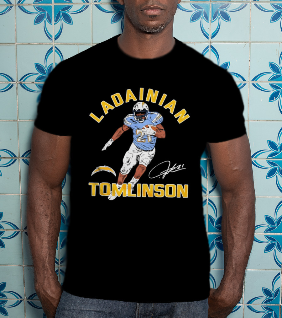 LaDainian Tomlinson Signature Los Angeles Chargers Football 21 T-Shirt
