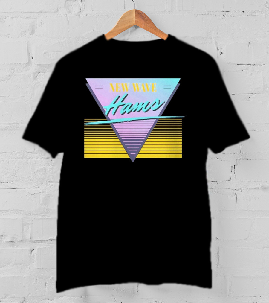 New Wave Hams Retro 80s Aesthetic Triangle Stripes T-Shirt