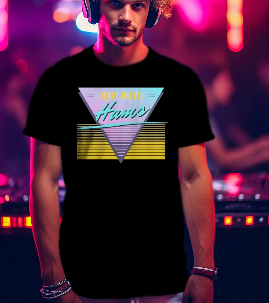 New Wave Hams Retro 80s Aesthetic Triangle Stripes T-Shirt