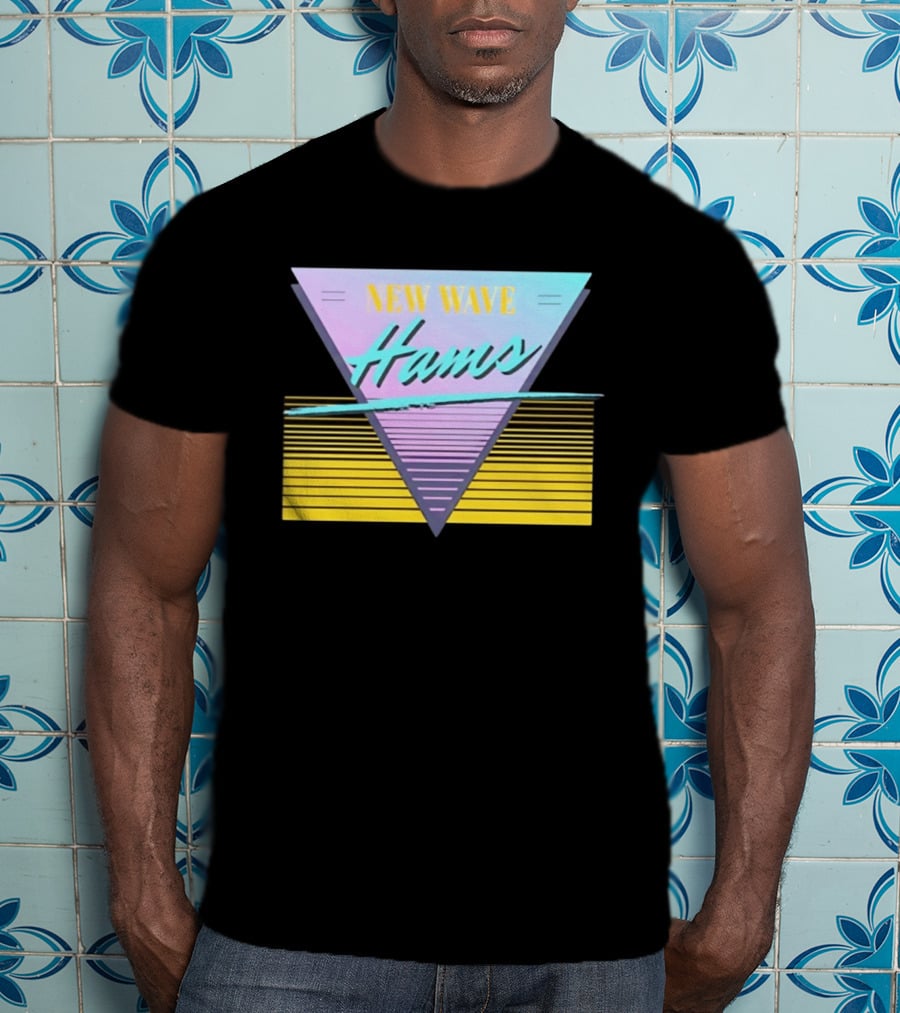 New Wave Hams Retro 80s Aesthetic Triangle Stripes T-Shirt