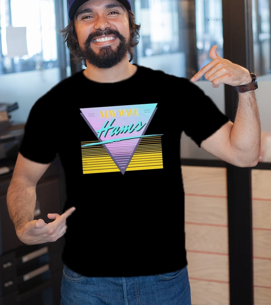 New Wave Hams Retro 80s Aesthetic Triangle Stripes T-Shirt